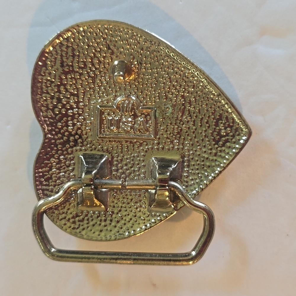 Heart Belt Buckle Gold/ Silver Floral design USA Western Bling inlay Stunning - Picture 2 of 7